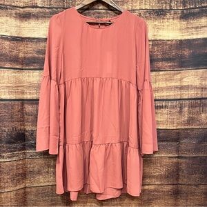 Mauve Tiered Midi Shift Dress Three Eighty Two Size Large